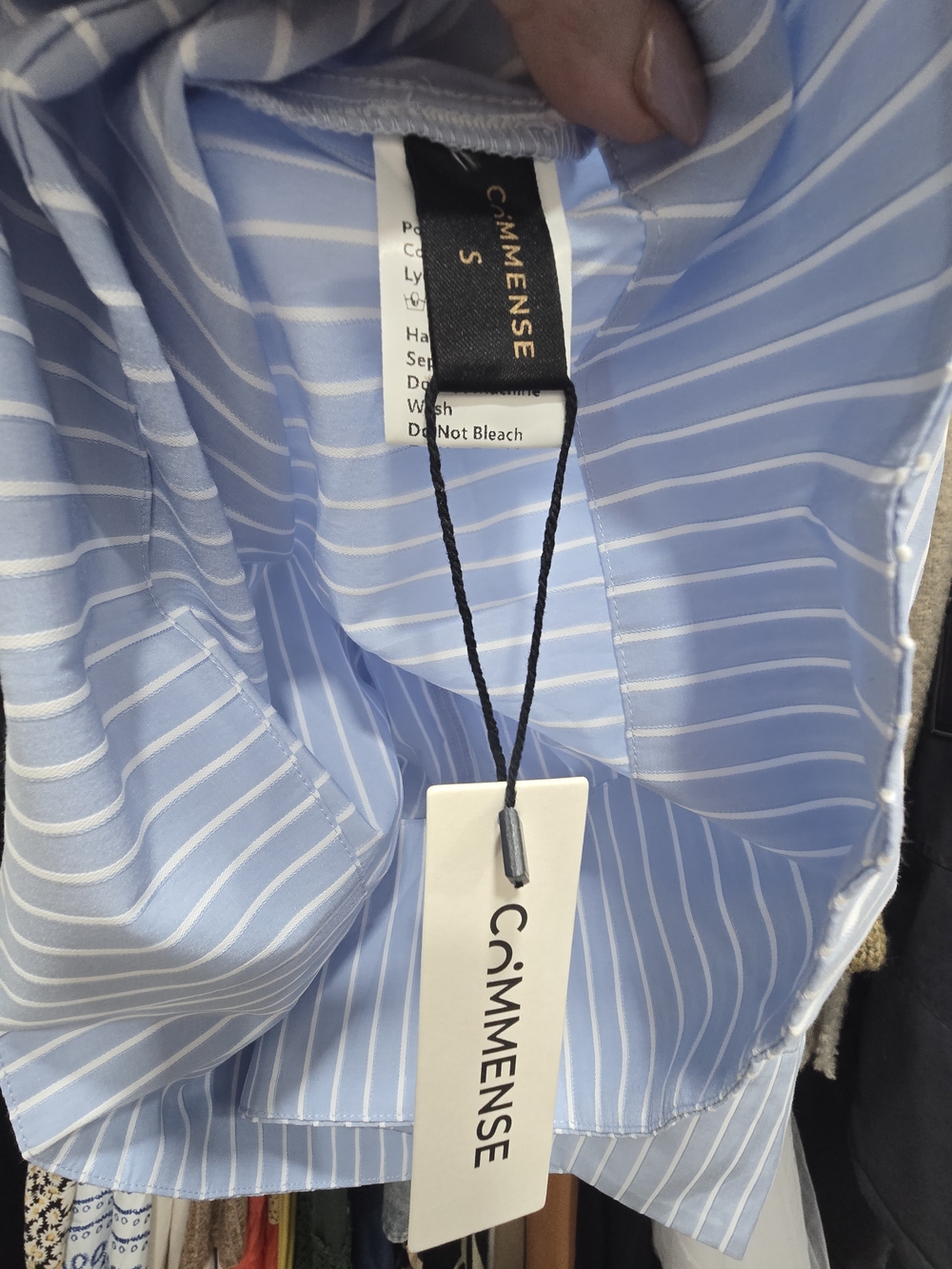 Commense Light Blue and White Striped Mini Dress